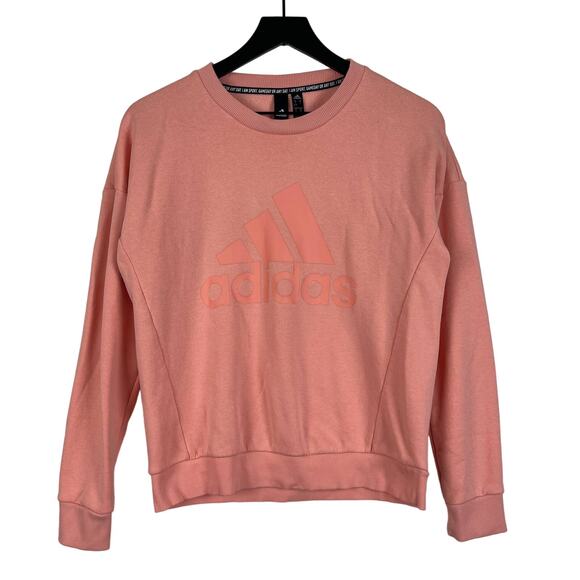 Adidas Size S Fleece Pullover Sweatshirt Pink - Picture 1 of 12